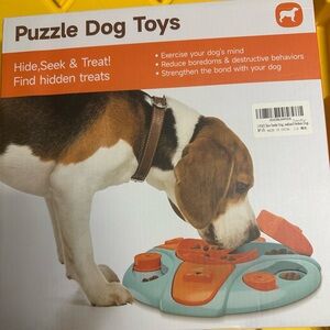 Upsky Puzzle Dog Toy - Orange & Light Blue Interactive Treat Game slow feeder